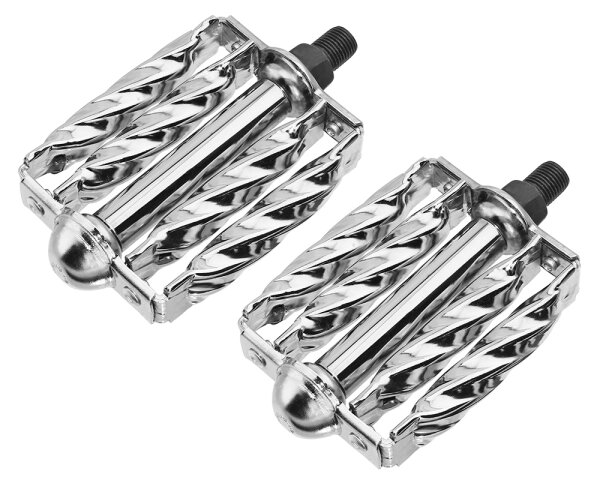 Pedals Set Double Square Twisted Chrome