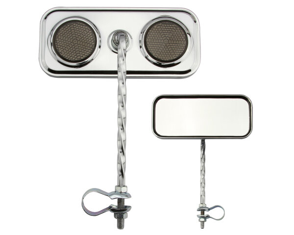 Mirror Square Twisted Chrome Black Reflector
