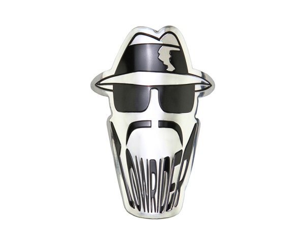 Steuerkopf Schild Silhouette "Lowrider Head" Chrom / Schwarz